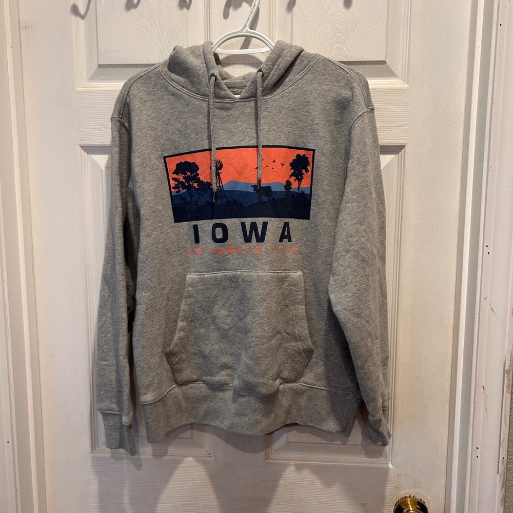 State of Mine Mens Iowa The‎ Hawkeye State Graphic Hoodie Sweatshirt Medoium